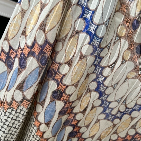 Chico’s Women’s Sz M Geometric Tribe Tunic Top Blouse Long Sleeve Woven Pattern - Picture 7 of 13